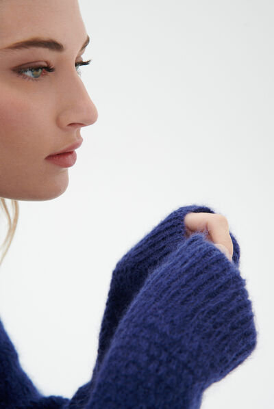 Pull bianca bleu marine femme
