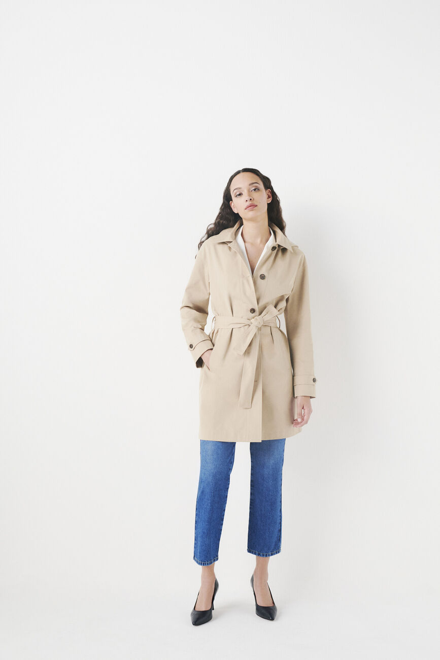 trench gabardine zand vrouw