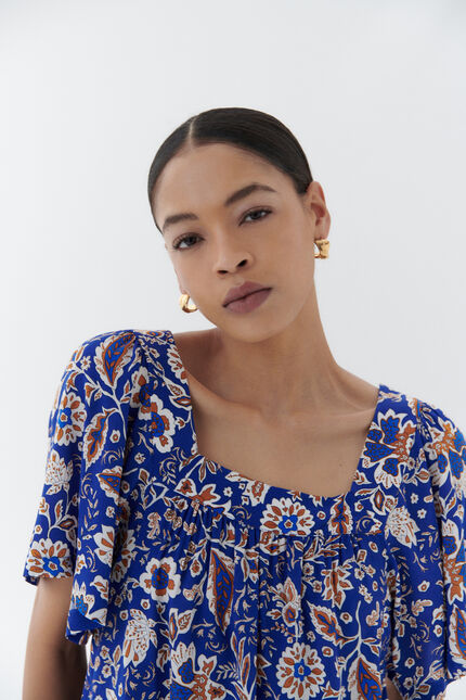 Blouse clem bleu turquoise femme