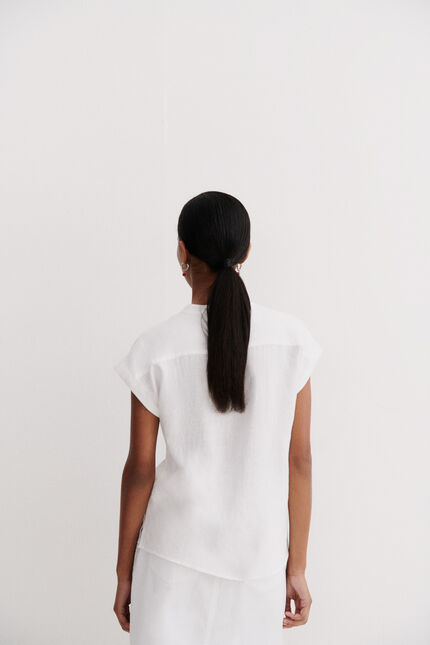 Camicia Gina 100% lino bianco donna