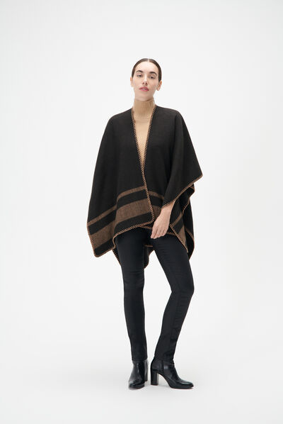 Poncho hared noir femme