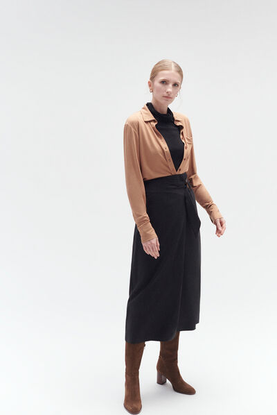 Jupe portefeuille elica noir femme