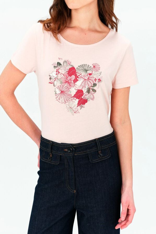 t shirt toutes a lecole taxime heart rose poudree femme T-shirt toutes à l'école taxime heart rose poudree femme