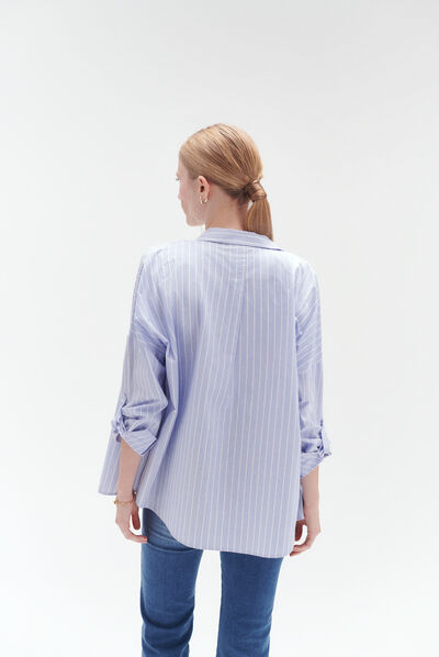 chemisier claude rayure denim baby bleu femme