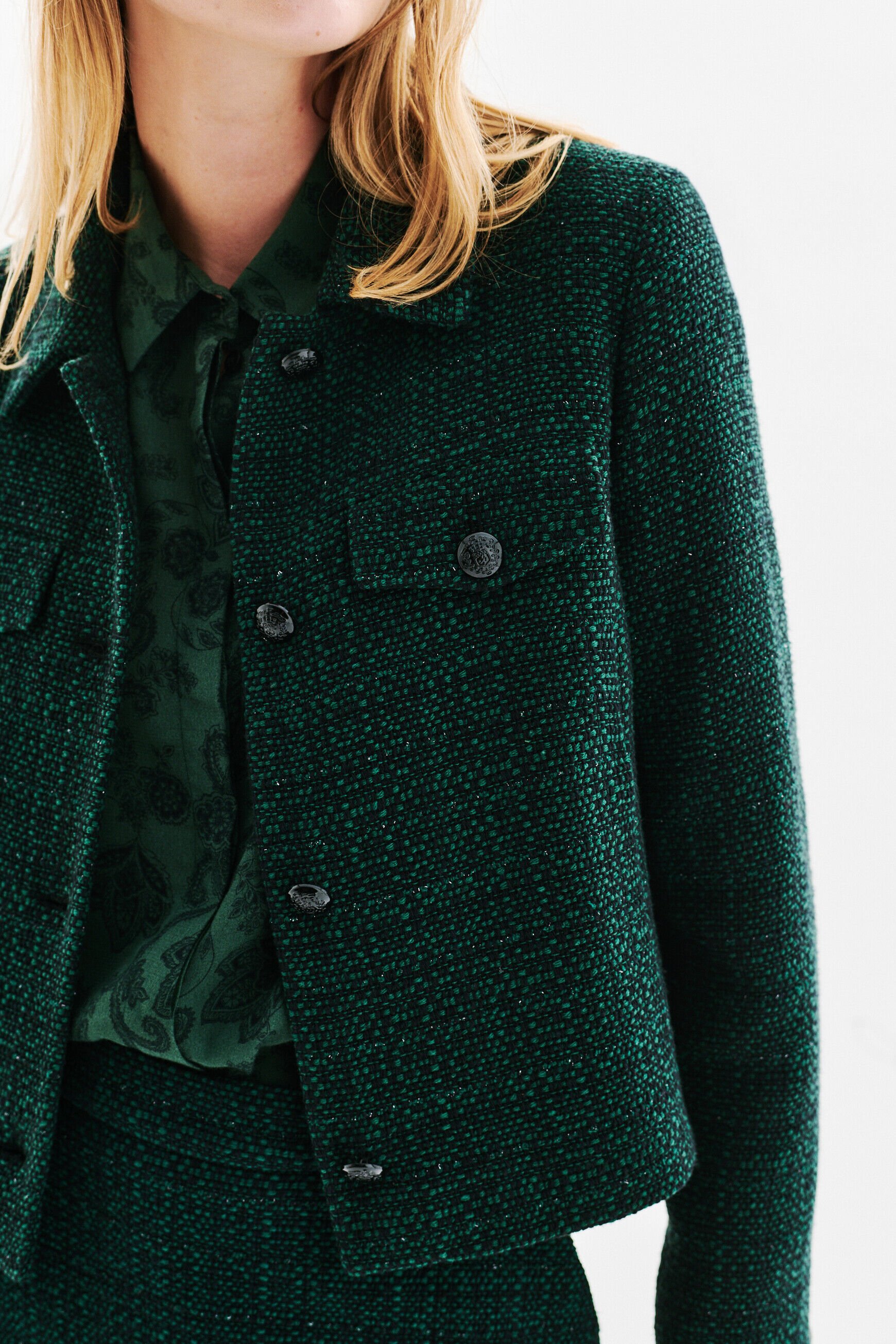 Veste volaje vert foncé femme