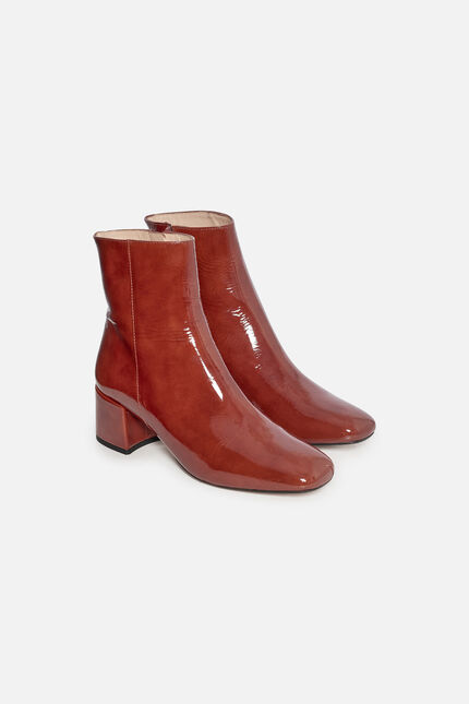 Bottines Athena en cuir naturel marron foncé femme