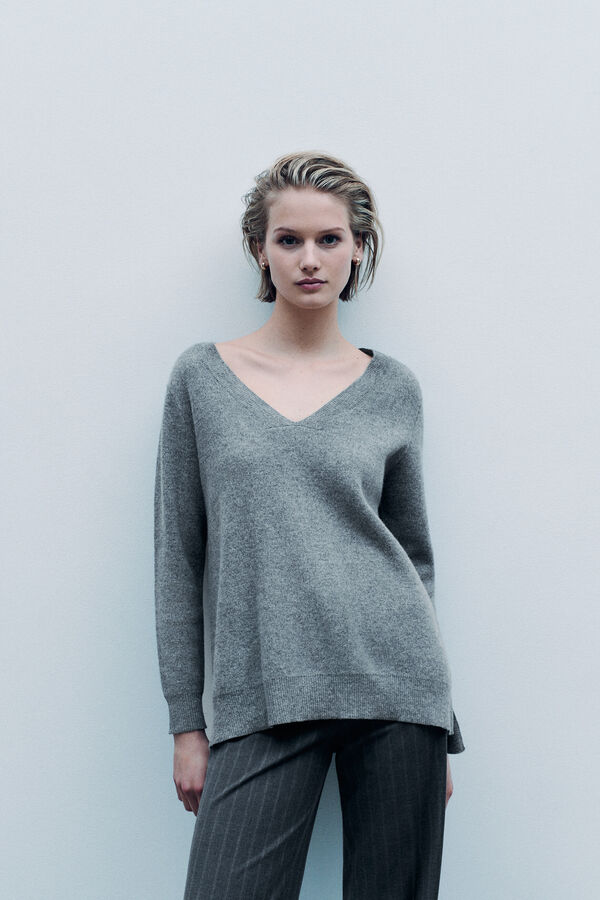 Trui Mleopold made in Italy grijs vrouw