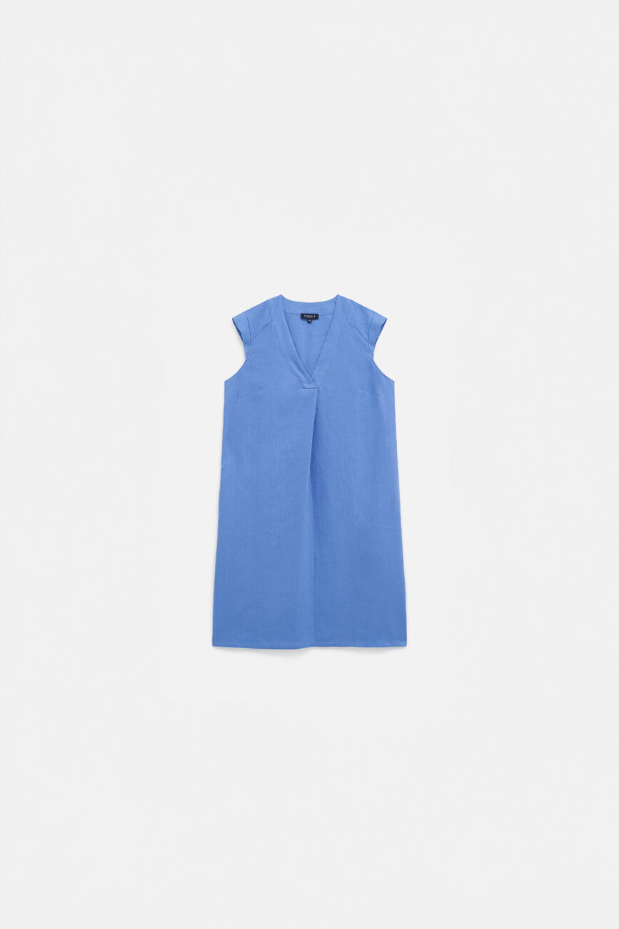 robe pamela 100% lin bleu violet femme