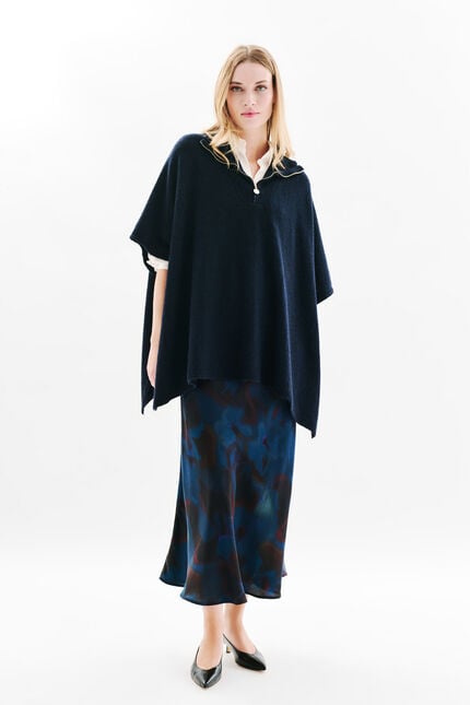 Herios poncho navy blue woman