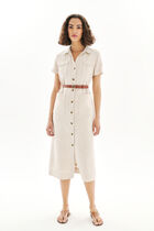 Rlaurie dress 100% linen sand woman