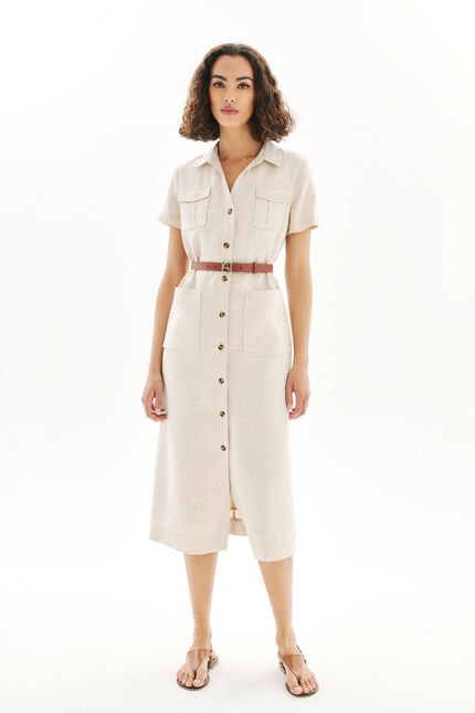Vestido rlaurie 100 % lino arena mujer