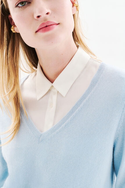 maglione marianne2 100% cachemire blu pastello donna