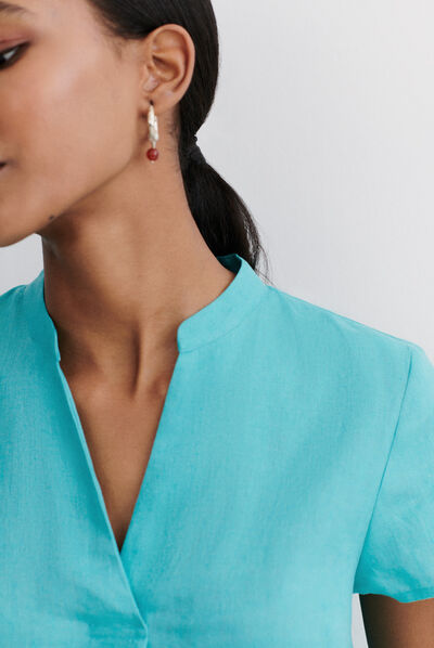 blouse kat 100% lin vert emeraude femme
