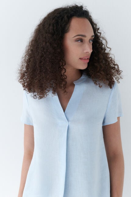 blouse kat 100% lin bleu ciel femme