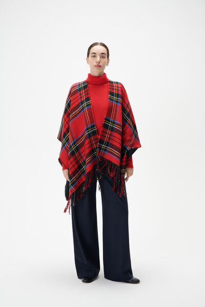 Poncho hadict rouge femme