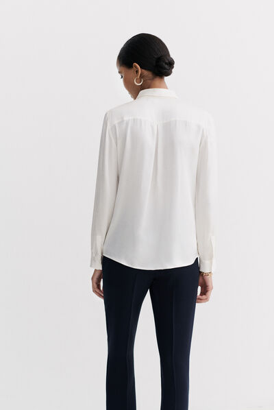 Camisa jeanne b em seda marfim mulher