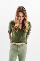 Estela 100% linen shirt khaki green woman