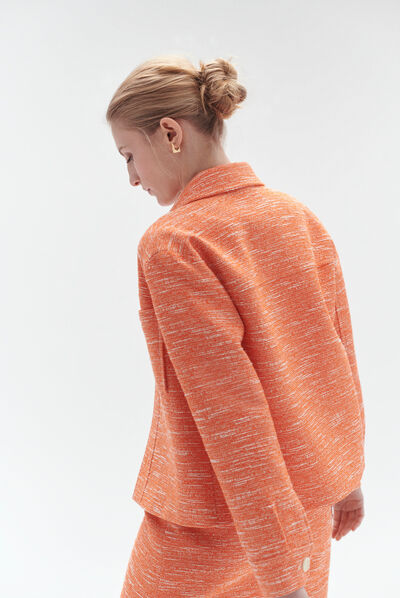 veste theoline en tweed orange femme