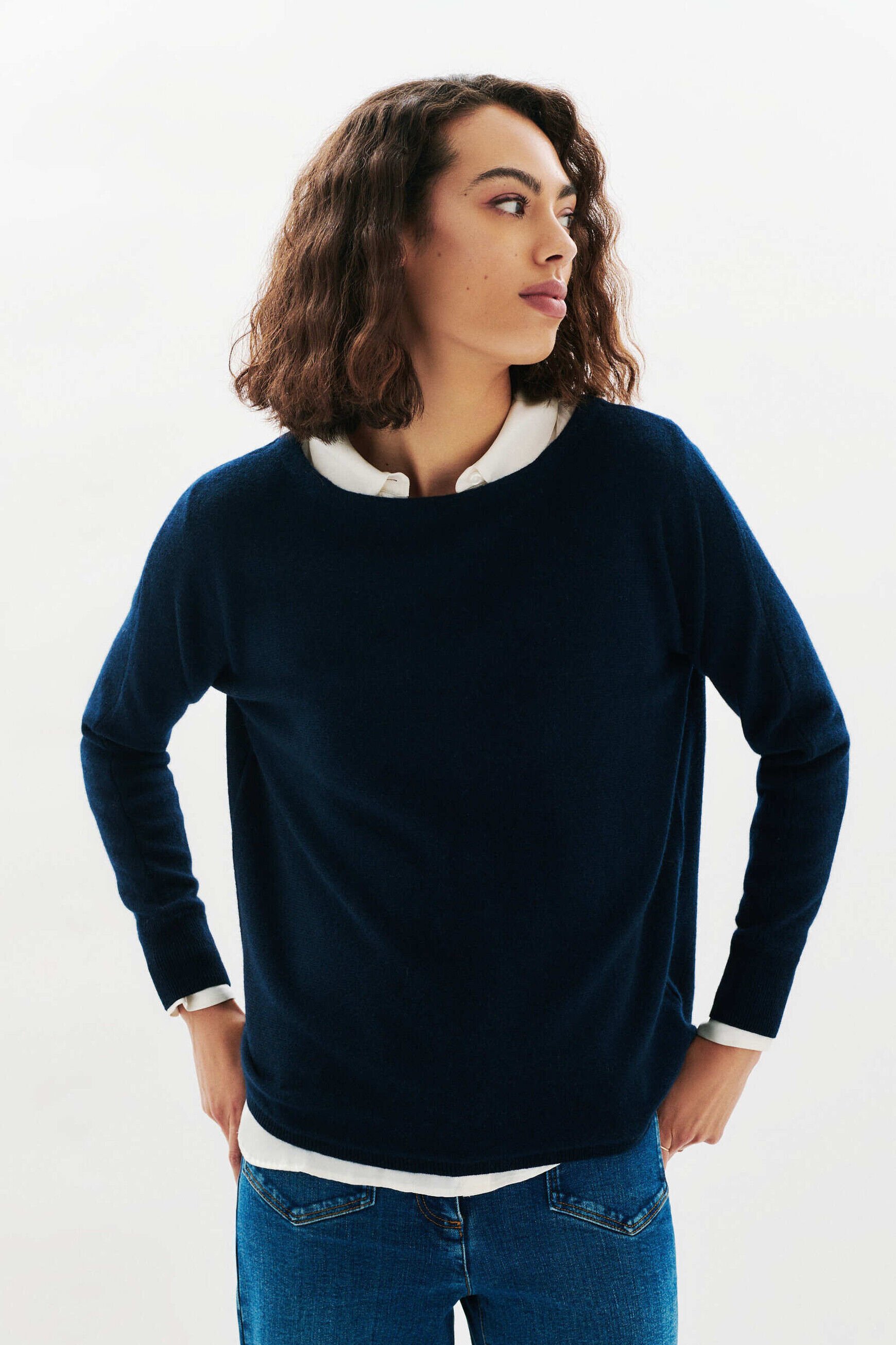 Pull mamelia 100 % cachemire bleu marine femme