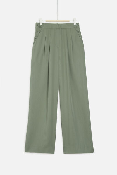 Pantalon romsey large vert kaki femme