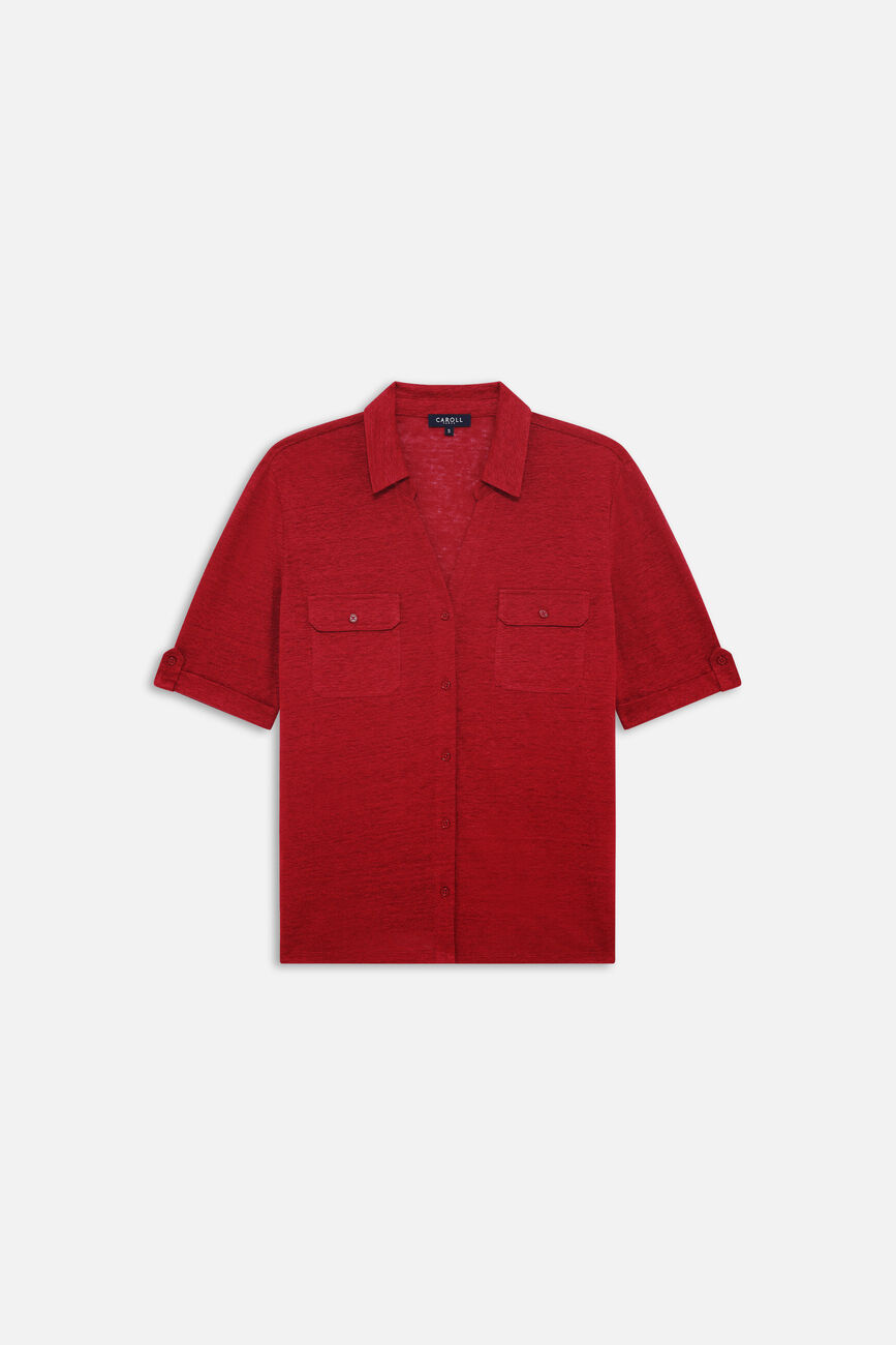 Camisa estela 100 % lino burdeos mujer