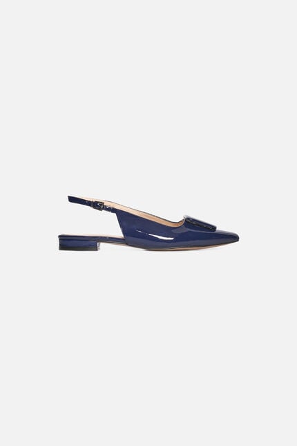 Audrey ballet flats in natural leather navy blue woman