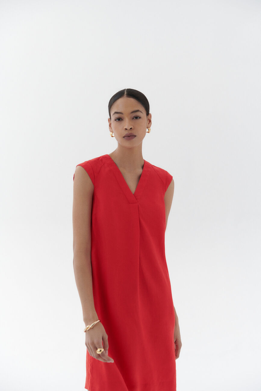 robe pamela 100% lin rouge femme