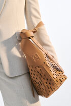 Soalia leather bag taupe woman