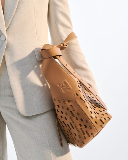 Sac Soalia en cuir taupe femme