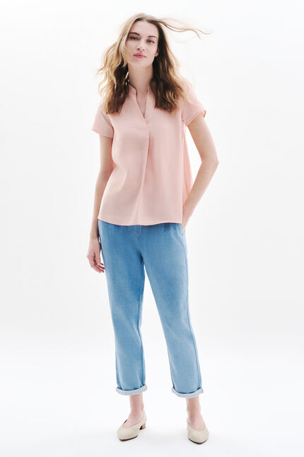 blouse kat 100% lin rose clair femme