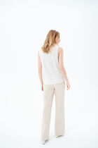 100% linen trym T-shirt ivory woman