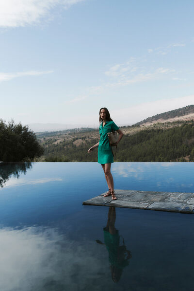 robe laure 100% lin vert emeraude femme
