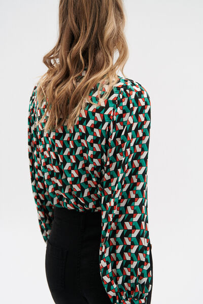 Camicia roskana colletto alla coreana nero donna