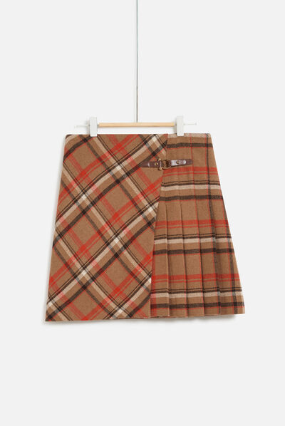 jupe margaret plaid camel femme