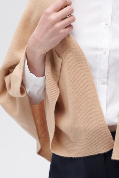 Poncho hera camel femme