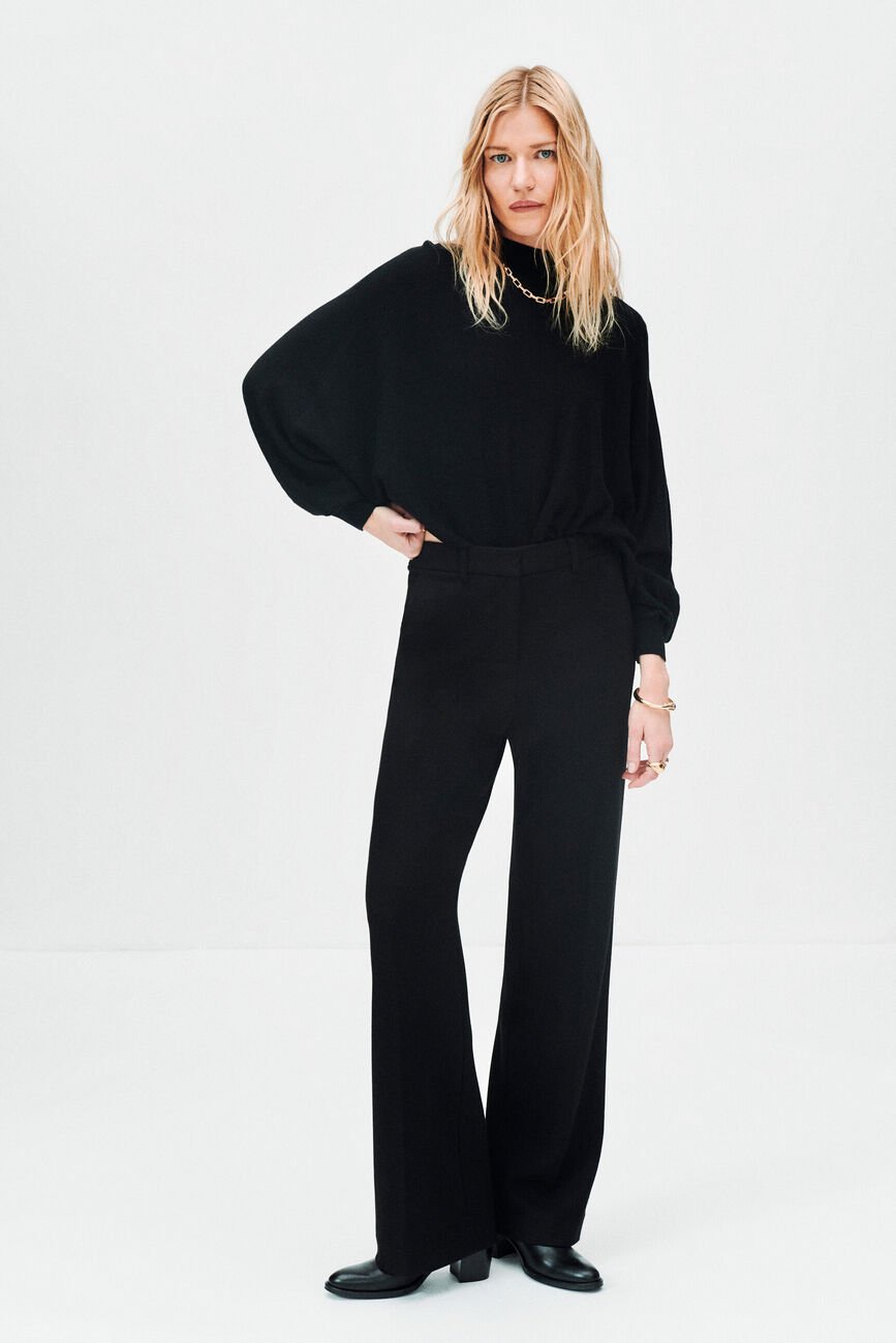 Pantalon plea noir femme