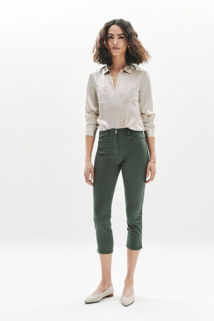 pantacourt mason vert kaki femme