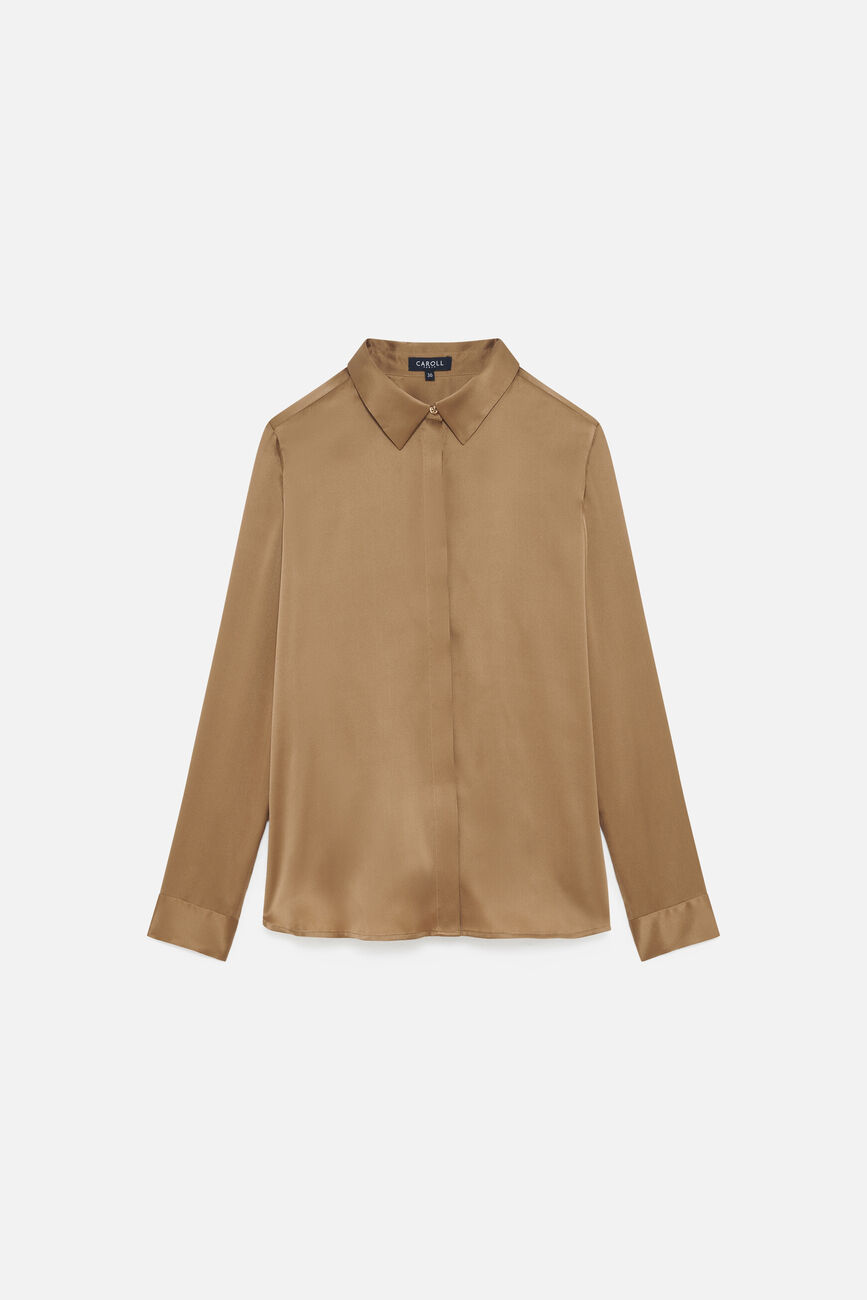 Cjamie1 100% silk shirt taupe woman