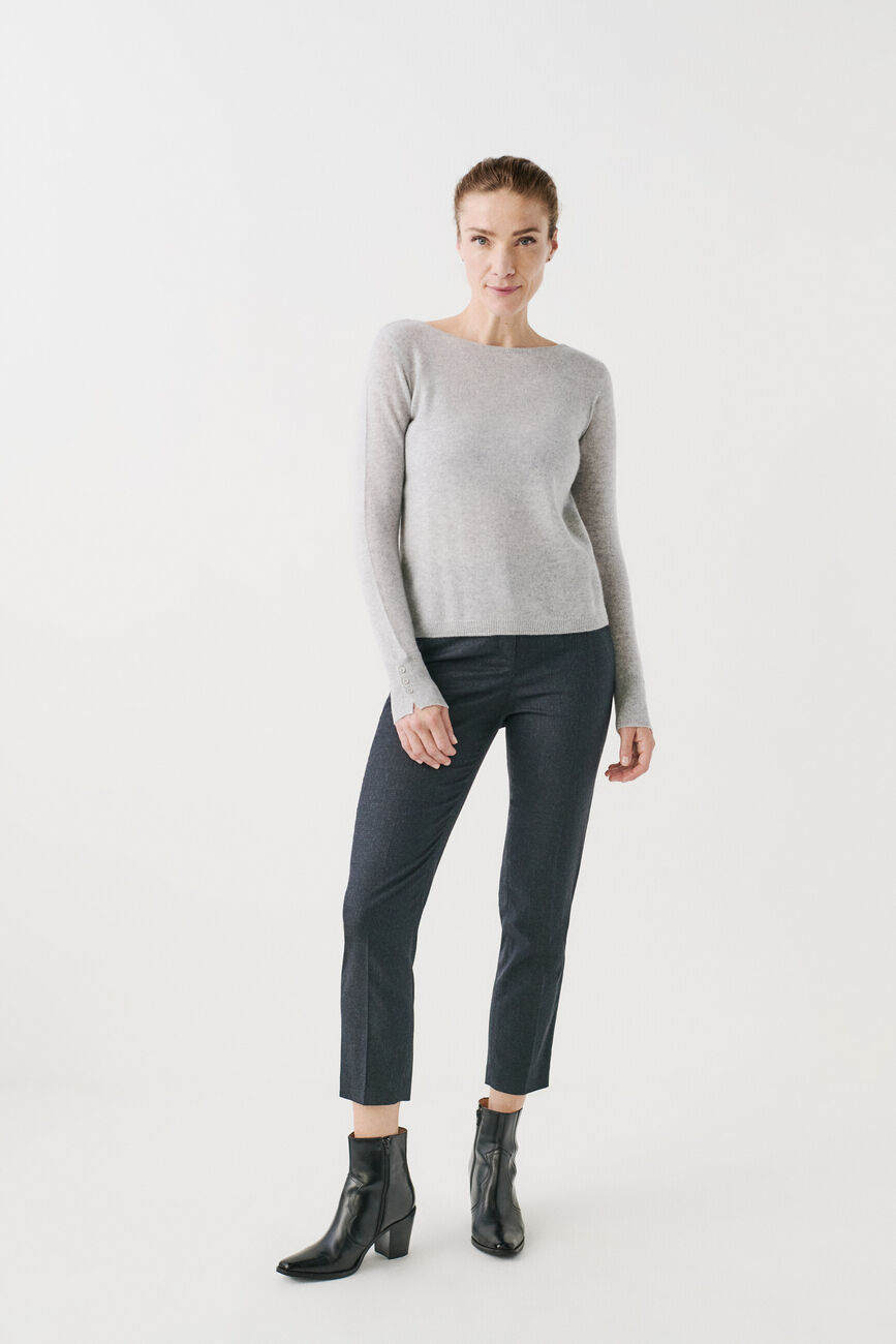 Maglione mzoan 100% cashmere grigio chiaro donna