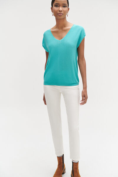 Pull mathis boutonné au dos vert emeraude femme