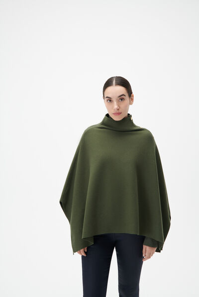 Poncho helvira vert kaki femme