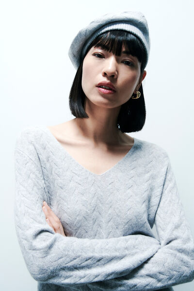 Pull mael gris clair femme
