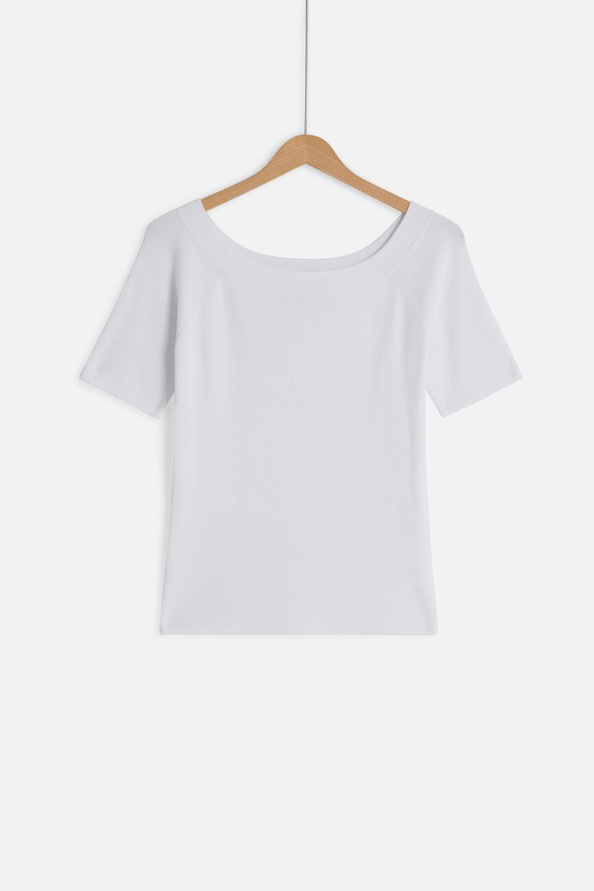 Jersey Malone fino de cuello barco blanco mujer