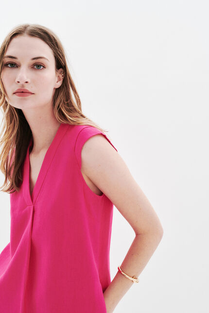 robe pamela 100% lin rose fushia femme