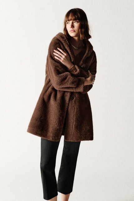 Manteau Gapuchon marron chocolat femme