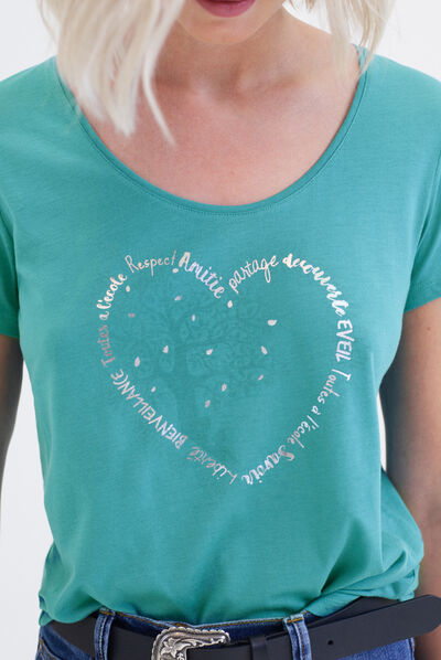 T-shirt Janice Toutes à l'école turchese donna