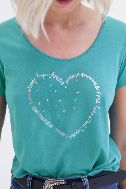 T-shirt Janice Toutes à l'école turchese donna