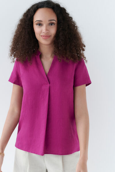 Blusa Kat 100% linho violeta mulher