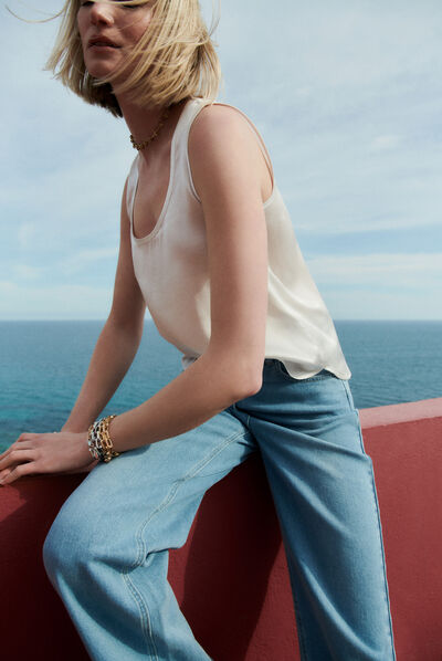 Blouse cmaelle blanc femme
