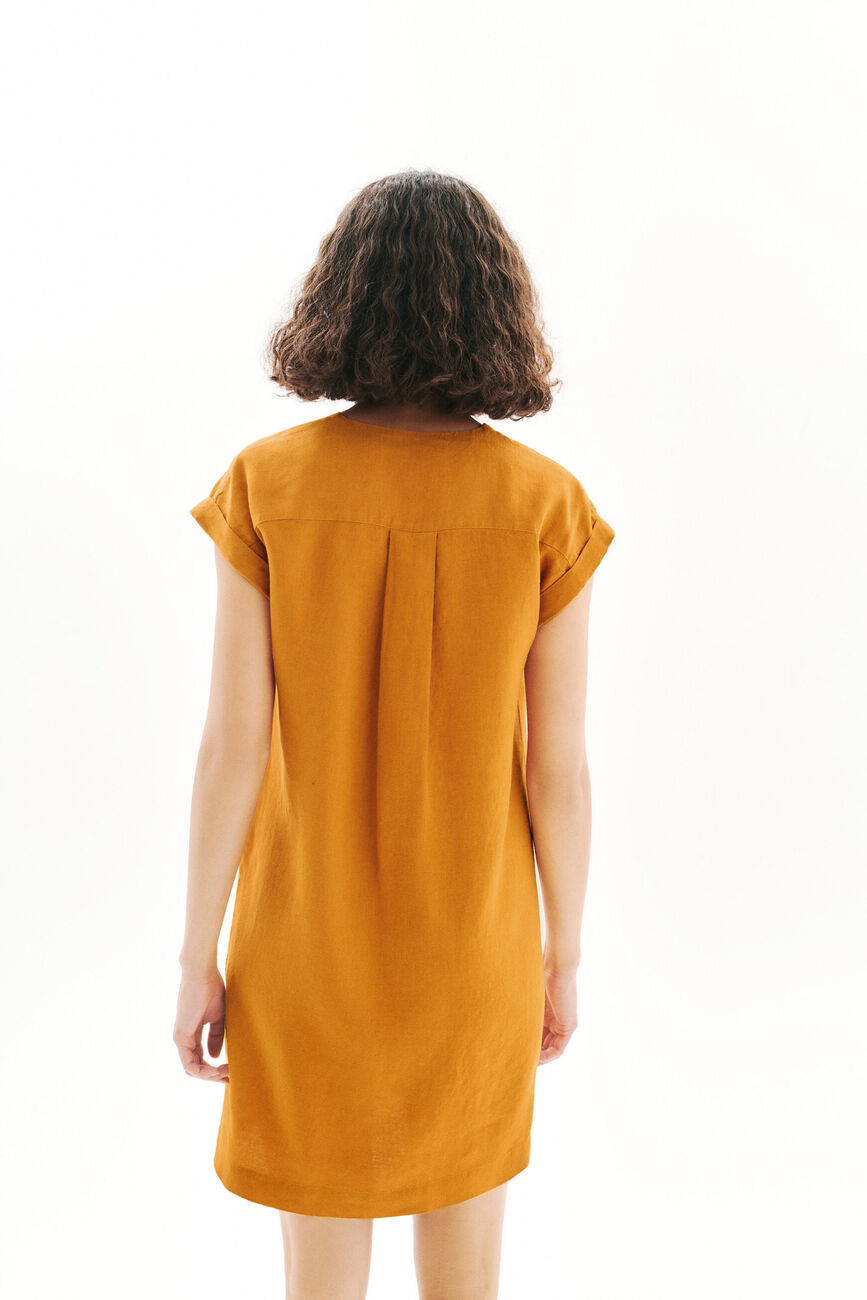 vestido mirabelle 100% linho castanho claro mulher